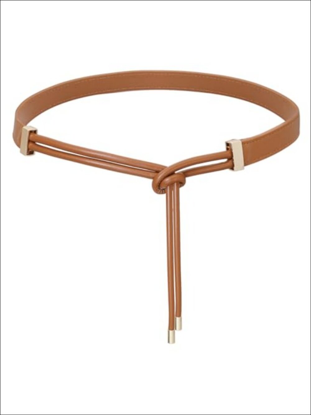 Women's Skinny PU Leather Knotted Thin Waist Belt for Dresses